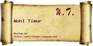 Wohl Timur névjegykártya